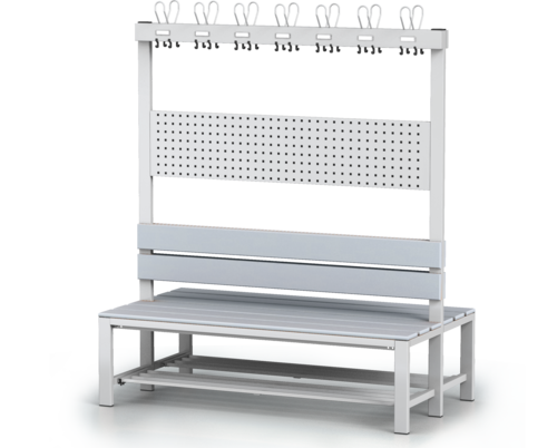 Double-sided benches with backrest and racks, PVC sticks -  with a reclining grate 1800 x 1500 x 830